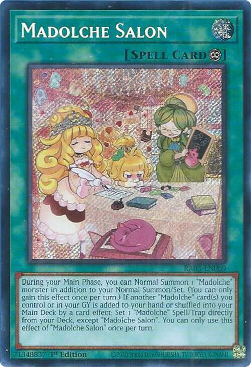 Madolche Salon (Secret Rare) RA03-EN069 card from Quarter Century Bonanza