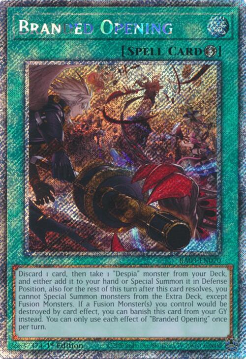 Branded Opening (Platinum Secret Rare) RA03-EN070 card from Quarter Century Bonanza