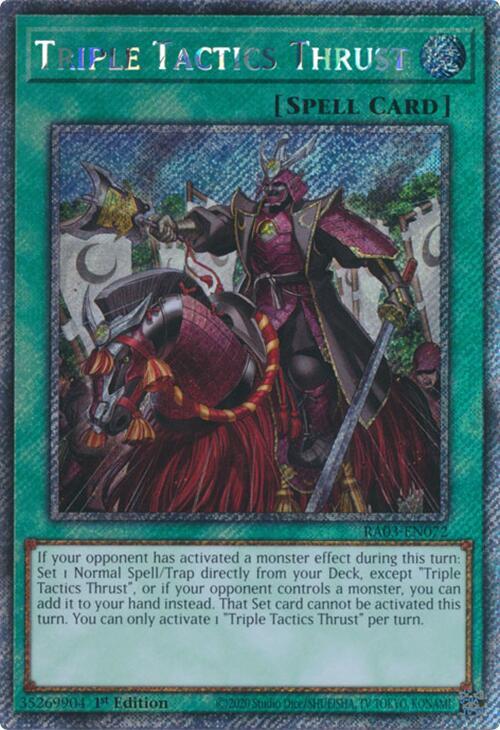 Triple Tactics Thrust (Platinum Secret Rare) RA03-EN072 card from Quarter Century Bonanza