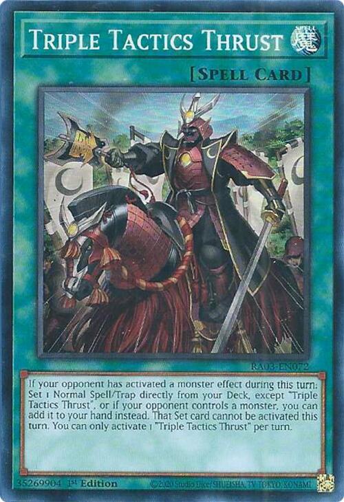 Triple Tactics Thrust RA03-EN072 card from Quarter Century Bonanza