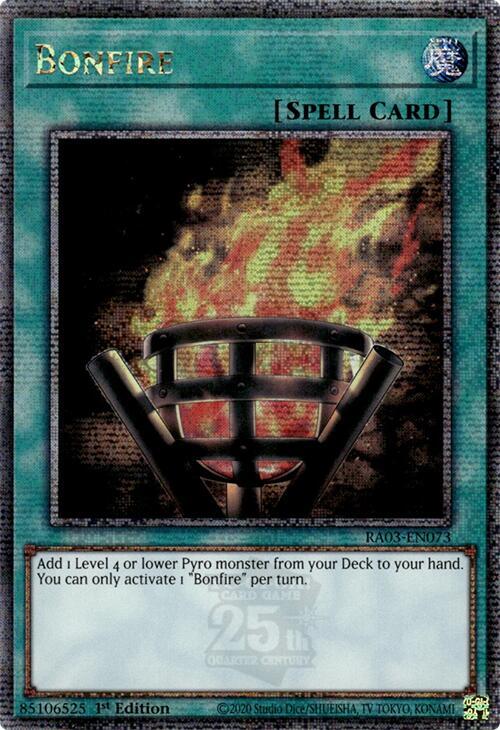 Bonfire (Quarter Century Secret Rare) RA03-EN073 card from Quarter Century Bonanza