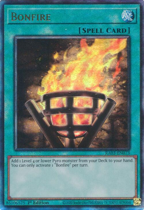 Bonfire (PUR) RA03-EN073 card from Quarter Century Bonanza