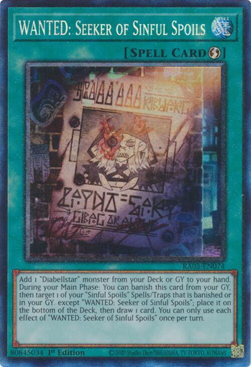 WANTED: Seeker of Sinful Spoils (PCR) RA03-EN074 card from Quarter Century Bonanza