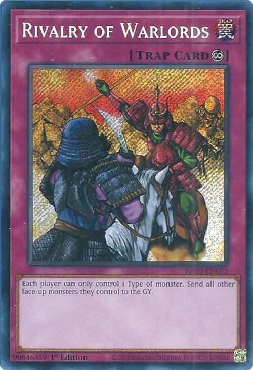 Rivalry of Warlords (Secret Rare) RA03-EN075 card from Quarter Century Bonanza