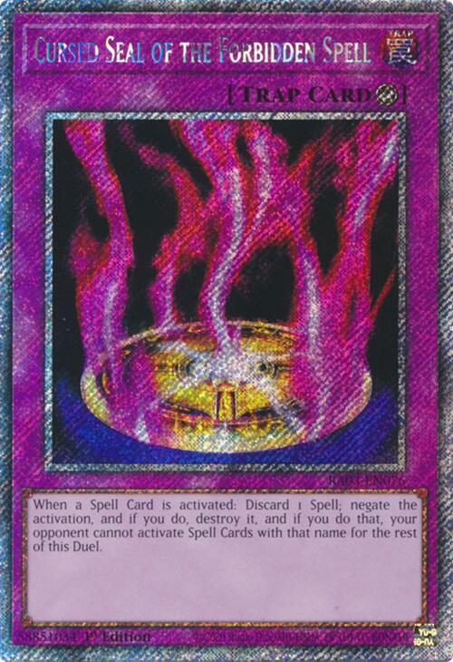 Cursed Seal of the Forbidden Spell (Platinum Secret Rare) RA03-EN076 card from Quarter Century Bonanza