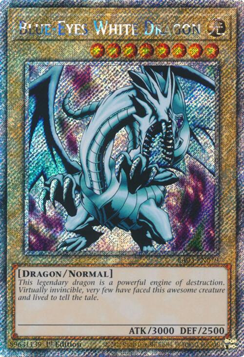 Blue-Eyes White Dragon (Platinum Secret Rare) RA03-EN079 card from Quarter Century Bonanza