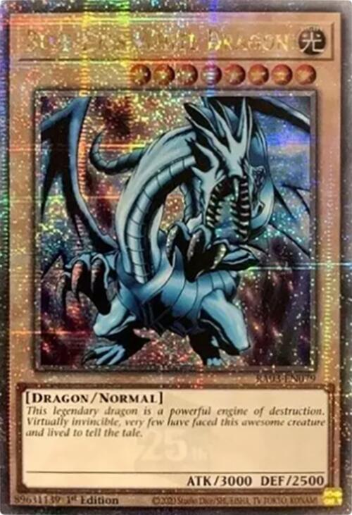 Blue-Eyes White Dragon (Quarter Century Secret Rare) RA03-EN079 card from Quarter Century Bonanza