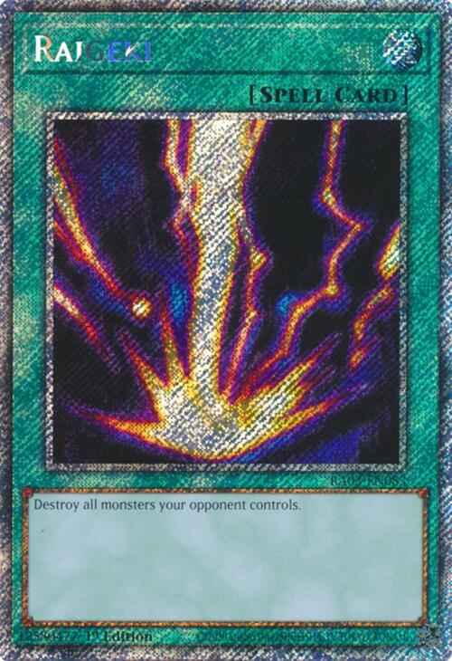 Raigeki (Platinum Secret Rare) RA03-EN083 card from Quarter Century Bonanza