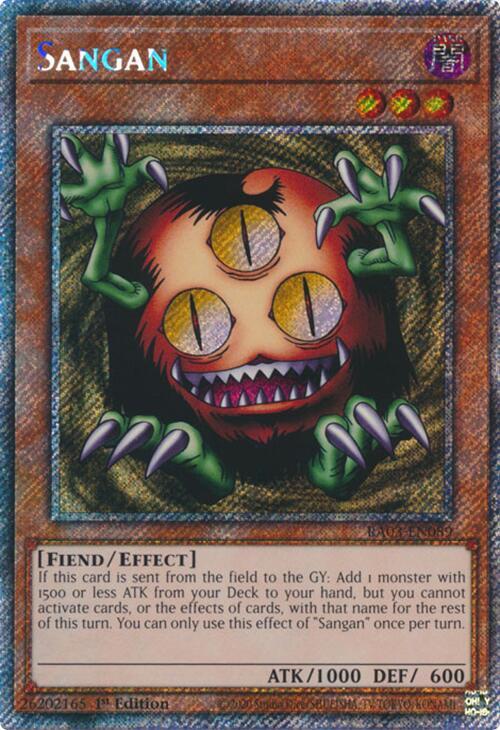 Sangan (Platinum Secret Rare) RA03-EN089 card from Quarter Century Bonanza