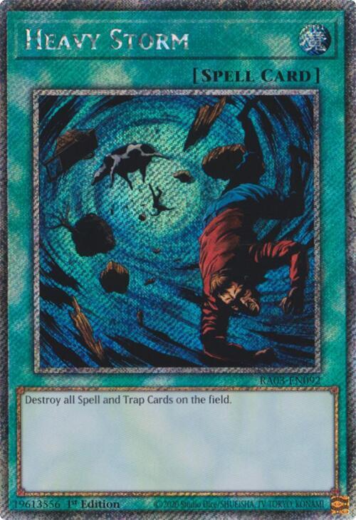 Heavy Storm (Platinum Secret Rare) RA03-EN092 card from Quarter Century Bonanza