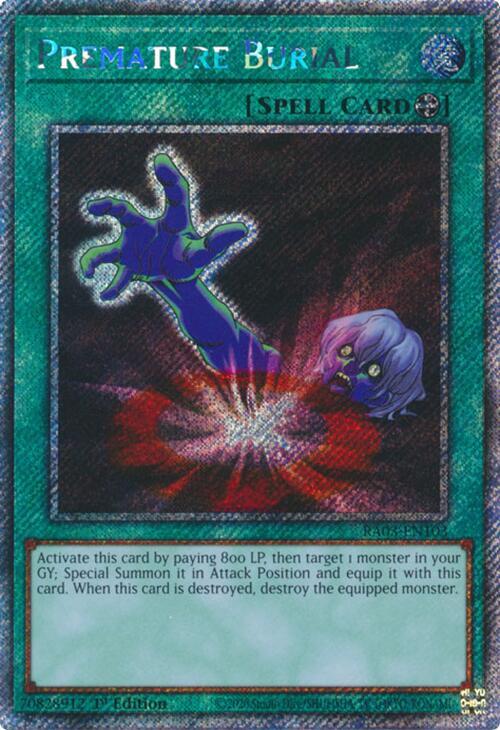 Premature Burial (Platinum Secret Rare) RA03-EN103 card from Quarter Century Bonanza