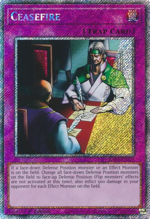 Ceasefire (Platinum Secret Rare) RA03-EN105 card from Quarter Century Bonanza