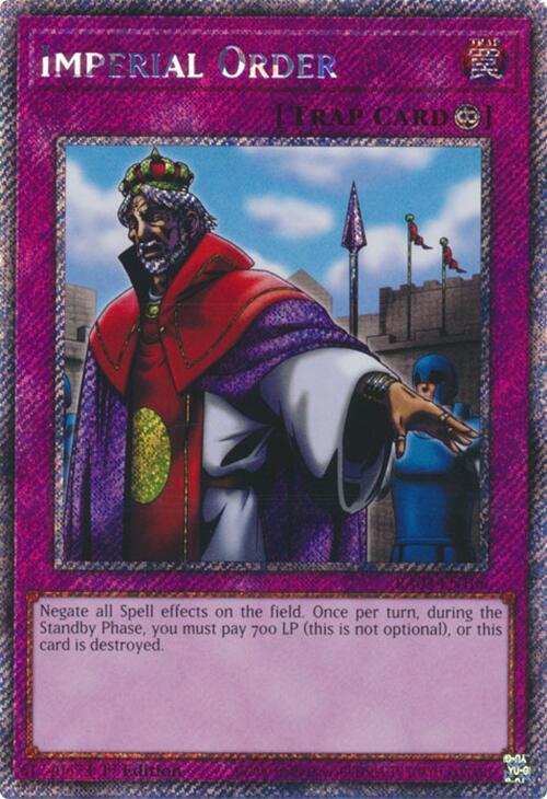 Imperial Order (Platinum Secret Rare) RA03-EN106 card from Quarter Century Bonanza