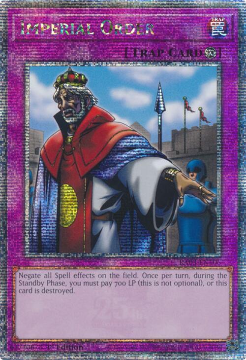 Imperial Order (Quarter Century Secret Rare) RA03-EN106 card from Quarter Century Bonanza
