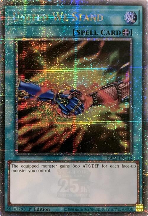 United We Stand (Quarter Century Secret Rare) RA03-EN112 card from Quarter Century Bonanza