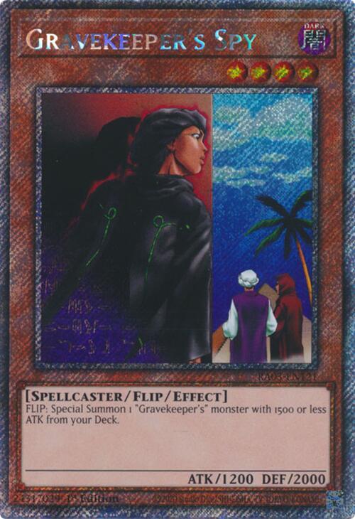 Gravekeeper's Spy (Platinum Secret Rare) RA03-EN121 card from Quarter Century Bonanza
