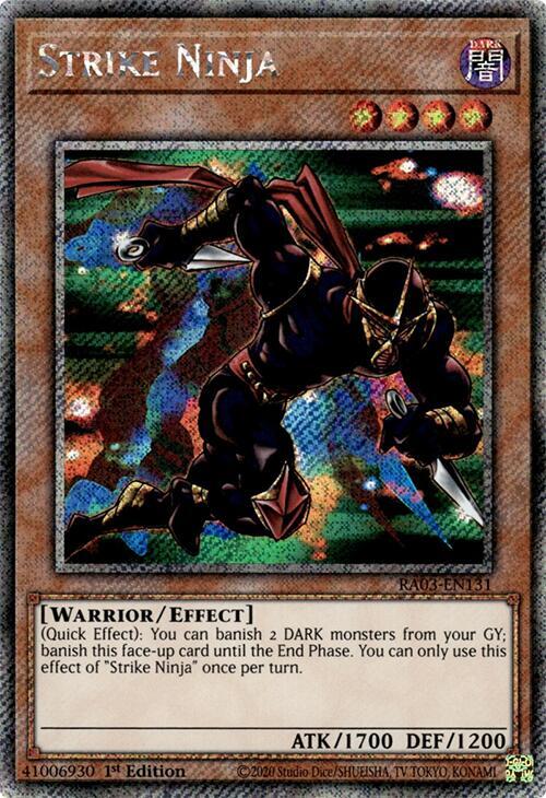 Strike Ninja (Platinum Secret Rare) RA03-EN131 card from Quarter Century Bonanza