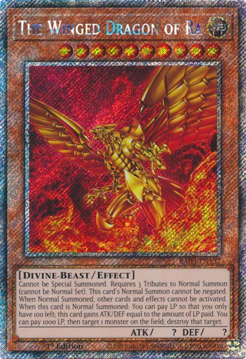 The Winged Dragon of Ra (Platinum Secret Rare) RA03-EN137 card from Quarter Century Bonanza