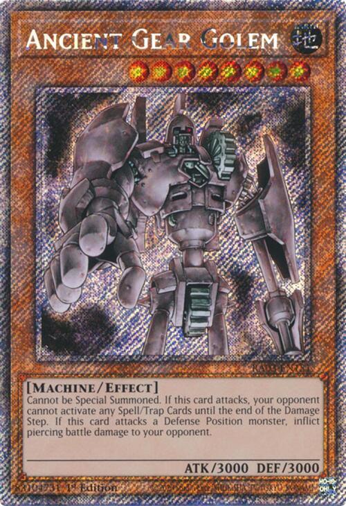 Ancient Gear Golem (Platinum Secret Rare) RA03-EN151 card from Quarter Century Bonanza