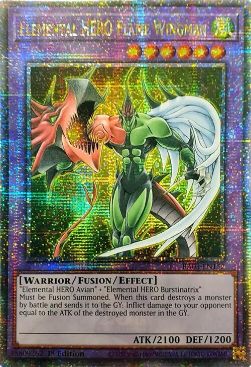Elemental HERO Flame Wingman (Quarter Century Secret Rare) RA03-EN152 card from Quarter Century Bonanza