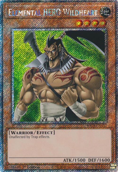Elemental HERO Wildheart (Platinum Secret Rare) RA03-EN157 card from Quarter Century Bonanza
