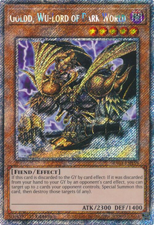 Goldd, Wu-Lord of Dark World (Platinum Secret Rare) RA03-EN159 card from Quarter Century Bonanza