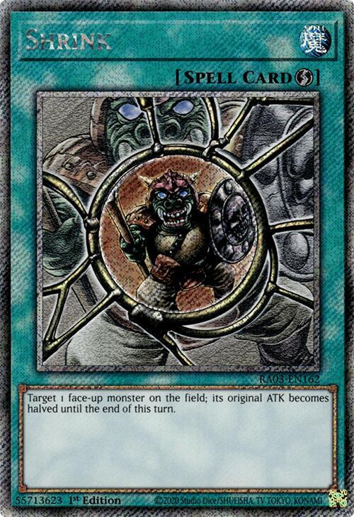 Shrink (Platinum Secret Rare) RA03-EN162 card from Quarter Century Bonanza