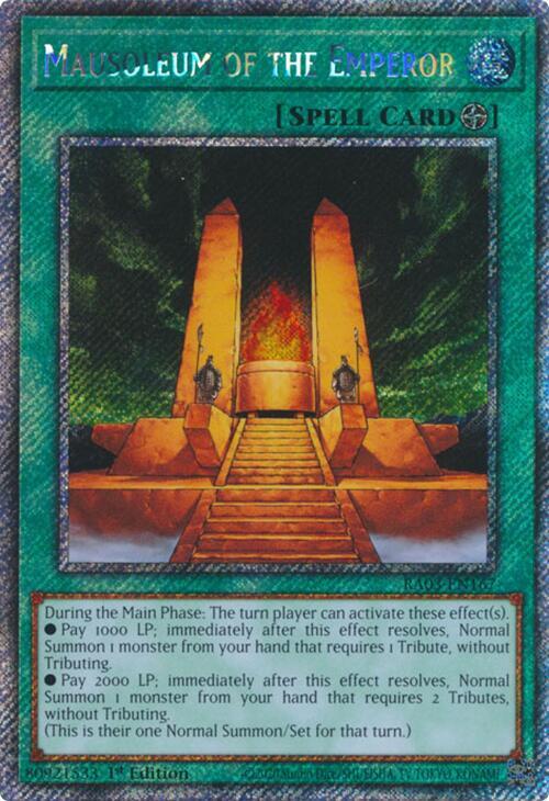 Mausoleum of the Emperor (Platinum Secret Rare) RA03-EN167 card from Quarter Century Bonanza