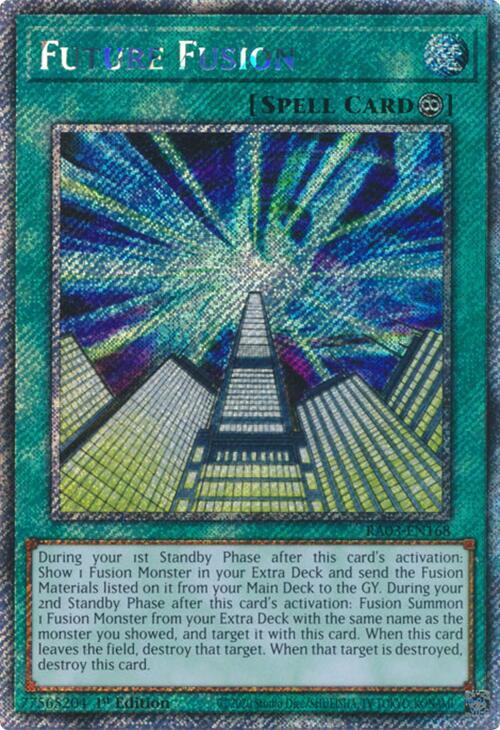 Future Fusion (Platinum Secret Rare) RA03-EN168 card from Quarter Century Bonanza