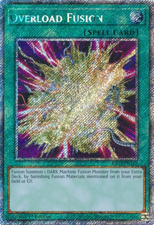 Overload Fusion (Platinum Secret Rare) RA03-EN169 card from Quarter Century Bonanza