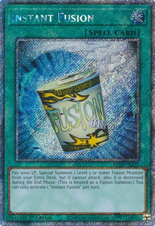 Instant Fusion (Platinum Secret Rare) RA03-EN171 card from Quarter Century Bonanza