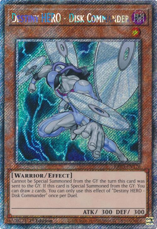 Destiny HERO - Disk Commander (Platinum Secret Rare) RA03-EN176 card from Quarter Century Bonanza