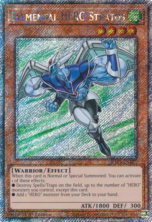 Elemental HERO Stratos (Platinum Secret Rare) RA03-EN177 card from Quarter Century Bonanza