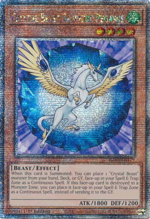 Crystal Beast Sapphire Pegasus (Quarter Century Secret Rare) RA03-EN179 card from Quarter Century Bonanza