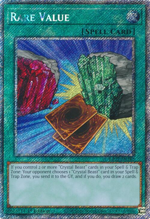Rare Value (Platinum Secret Rare) RA03-EN182 card from Quarter Century Bonanza