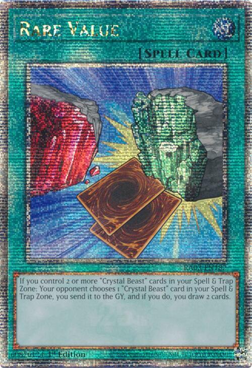 Rare Value (Quarter Century Secret Rare) RA03-EN182 card from Quarter Century Bonanza