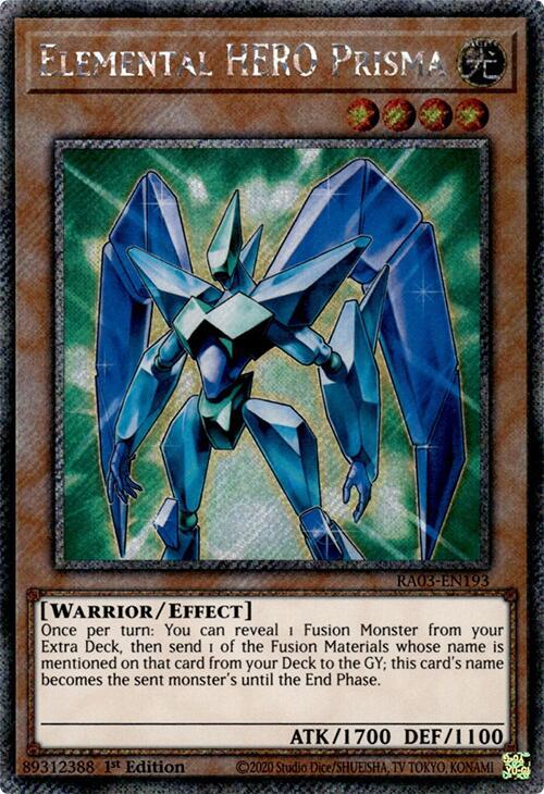 Elemental HERO Prisma (Platinum Secret Rare) RA03-EN193 card from Quarter Century Bonanza