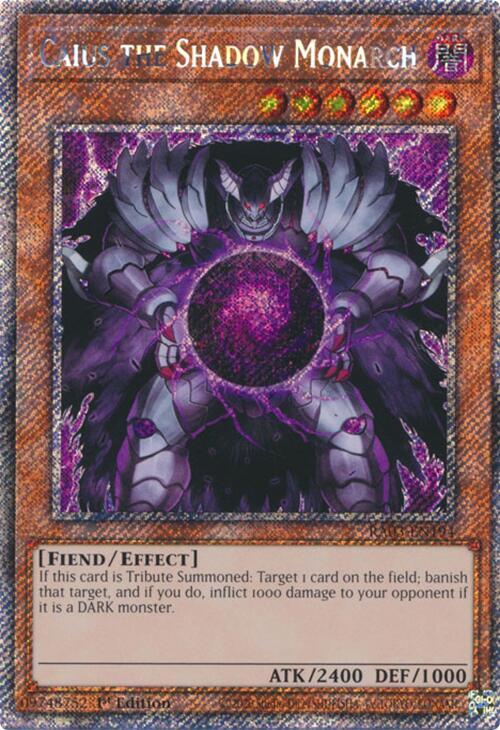Caius the Shadow Monarch (Platinum Secret Rare) RA03-EN194 card from Quarter Century Bonanza