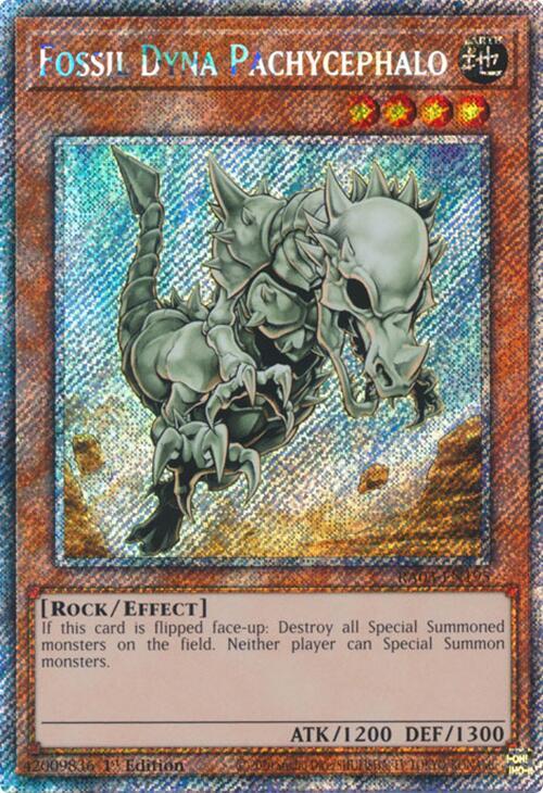 Fossil Dyna Pachycephalo (Platinum Secret Rare) RA03-EN195 card from Quarter Century Bonanza