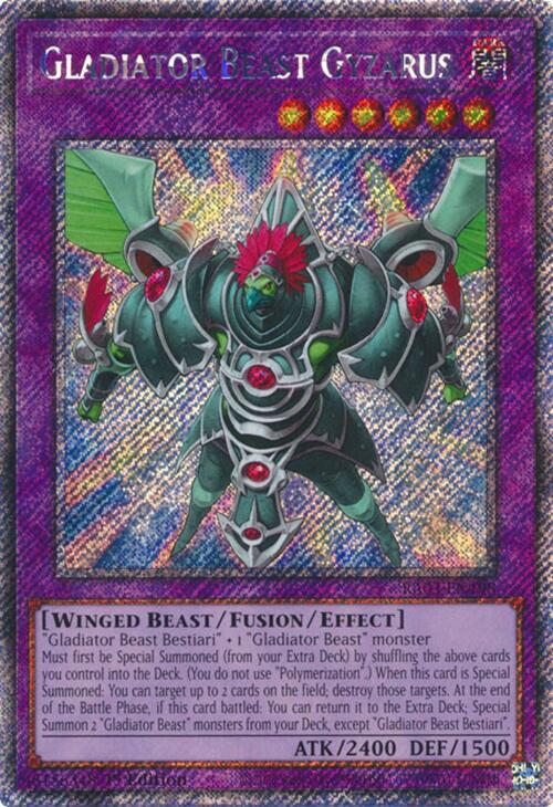Gladiator Beast Gyzarus (Platinum Secret Rare) RA03-EN198 card from Quarter Century Bonanza