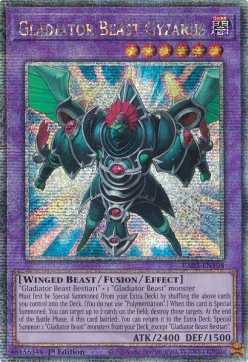 Gladiator Beast Gyzarus (Quarter Century Secret Rare) RA03-EN198 card from Quarter Century Bonanza