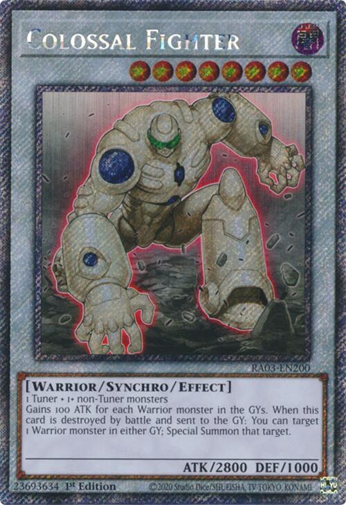 Colossal Fighter (Platinum Secret Rare) RA03-EN200 card from Quarter Century Bonanza
