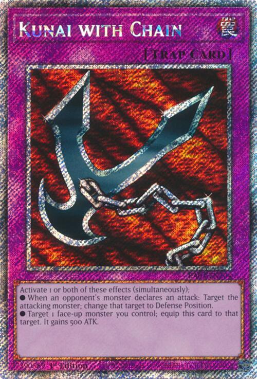 Kunai with Chain (Platinum Secret Rare) RA03-EN204 card from Quarter Century Bonanza