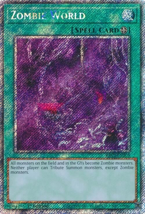 Zombie World (Platinum Secret Rare) RA03-EN205 card from Quarter Century Bonanza