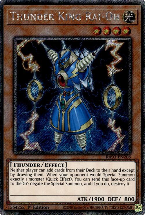 Thunder King Rai-Oh (Platinum Secret Rare) RA03-EN206 card from Quarter Century Bonanza