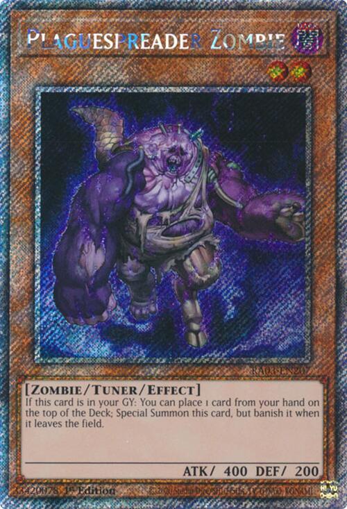 Plaguespreader Zombie (Platinum Secret Rare) RA03-EN207 card from Quarter Century Bonanza