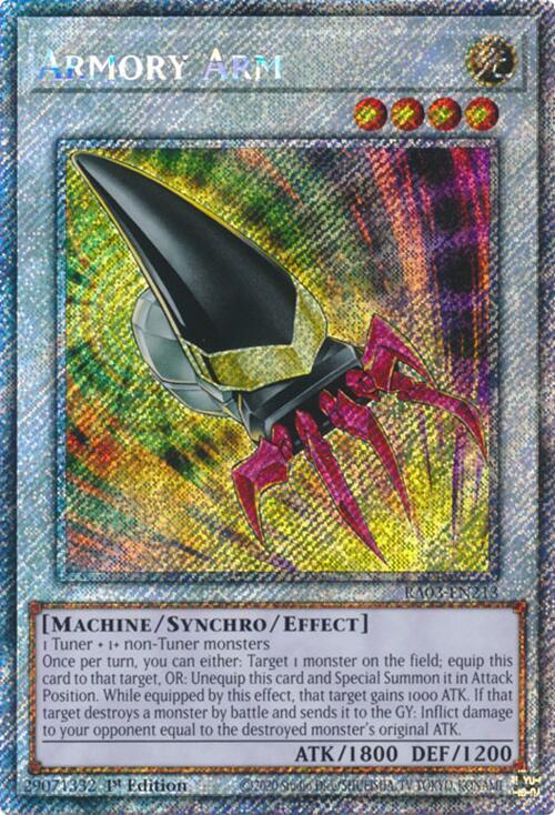Armory Arm (Platinum Secret Rare) RA03-EN213 card from Quarter Century Bonanza