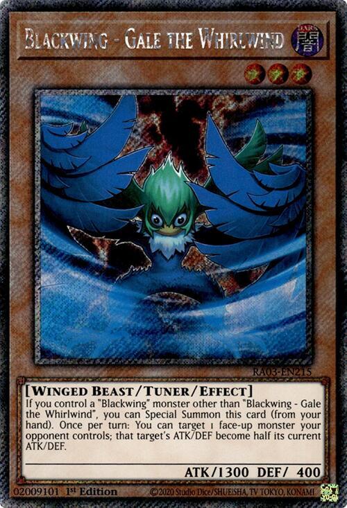 Blackwing - Gale the Whirlwind (Platinum Secret Rare) RA03-EN215 card from Quarter Century Bonanza