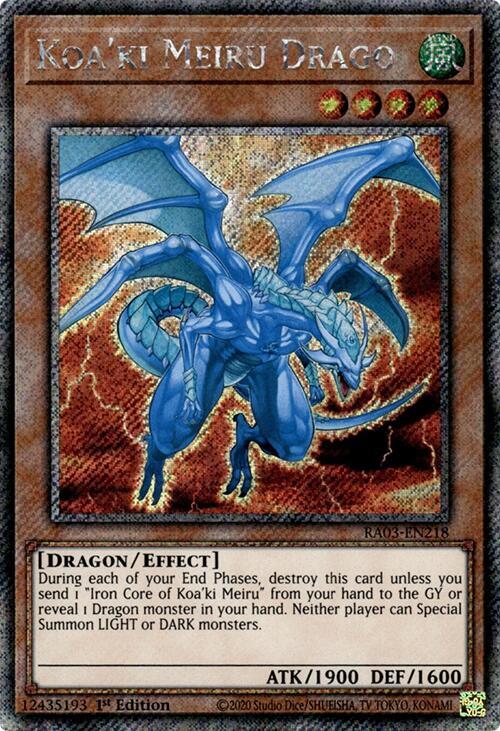 Koa'ki Meiru Drago (Platinum Secret Rare) RA03-EN218 card from Quarter Century Bonanza