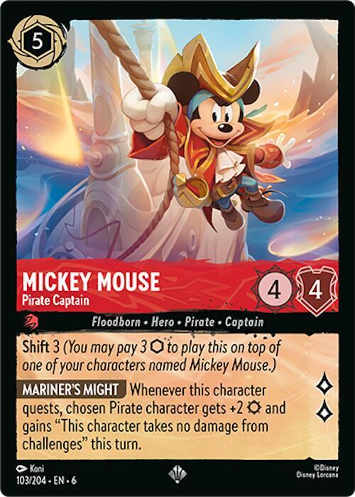 Mickey Mouse - Pirate Captain 103/204 card from Azurite Sea